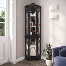 Black Cabinets Belleze Curio Black Glass Cabinet 21.5x70.2"