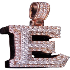 Jewelry Unlimited Custom 3D Initial E Letter Pendant - Rose Gold/White Gold/Diamonds
