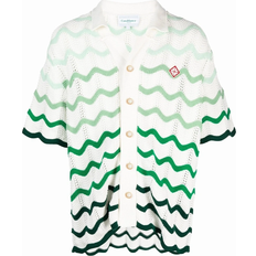 XL Shirts Casablanca Gradient Wave Crochet Texture Shirt - White/Green
