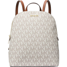 Beige Backpacks Michael Kors Cindy Large Signature Logo Backpack - Natural