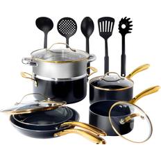 Gotham Steel Natural Black Cookware Set with lid 15 Parts