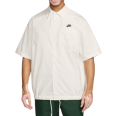 Atmungsaktiv Hemden Nike Men's Club Short Sleeve Oxford Button Up Shirt - Sail/Black