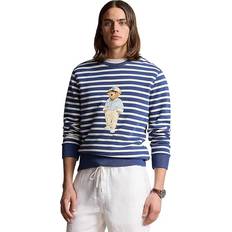 Polo Ralph Lauren Men Sweaters Polo Ralph Lauren Bear Striped Fleece Sweatshirt in Navy/White Stripe