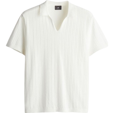H&M Regular Fit Ribbed Polo Shirt - White