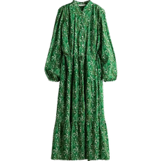 H&M Maxi Dress With Ruffles - Green/Patterned