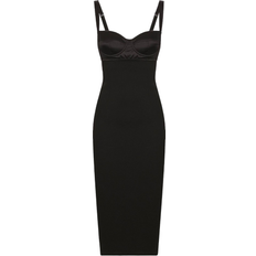 Schwarz Kleider Dolce & Gabbana Jersey Mid Dress with Corset Style Bra Top - Black