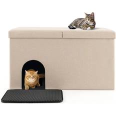 Costway Cat Litter Box Enclosure Hidden Furniture with Urine Proof Mat