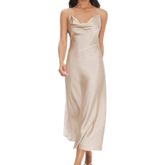 Shein SHEIN BIZwear Women's Solid Color V-Neck Satin Spaghetti Strap Dress, Perfect For Work