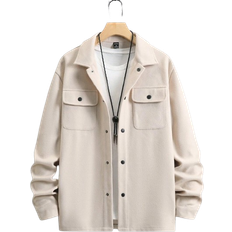 Polyester Jacken Shein X Virginia & ZeFelipe Men Flap Pocket Button Front Overcoat