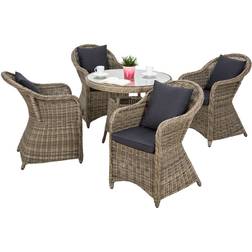 tectake Aluminium rattan garden furniture set Zurich with 4 armchairs and table