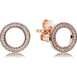 Pandora Sparkling Circle Stud Earrings - Rose Gold/Transparent