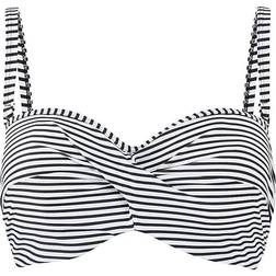 Panache Anya Stripe Bandeau Bikini Top - Black/White