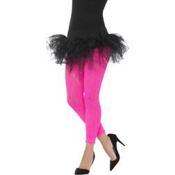 Smiffys 80's Lace Leggings Neon Pink