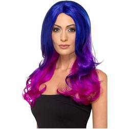 Smiffys Fashion Ombre Wig Wavy Long Blue & Pink