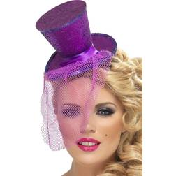 Smiffys Fever Mini Top Hat on Headband Purple