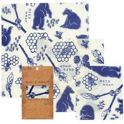 Bee's Wrap Bees and Bears Print Assorted Wrap S/M/L Beeswax Cloth 3pcs