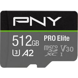 PNY Pro Elite microSDXC Class 10 UHS-I U3 V30 A2 100/90MB/s 512GB +Adapter