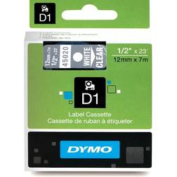 Dymo Label Cassette D1 White on Clear 1.2cmx7m