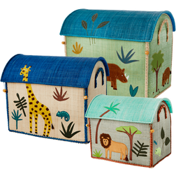 Rice Large Toy Baskets Blue Jungle Theme 3-pack
