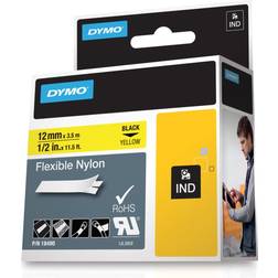 Dymo Rhino Flexible Nylon Tape Black on Yellow 0.5"x11.5ft