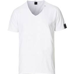 Replay Raw Cut V-Neck Cotton T-shirt - White