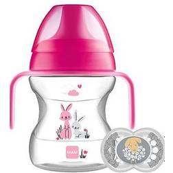 Mam MAM Learn to Drink Cup and Soother, 6 Months, 190 ml, Pink