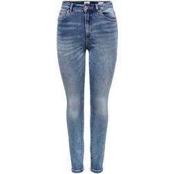 Only Mila Hw Ankle Skinny Fit Jeans - Blue/Medium Blue Denim