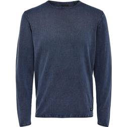 Only & Sons Solid Knitted Pullover - Blue/Dress Blues