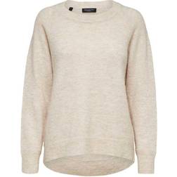 Selected Rounded Wool Mixed Sweater - Beige/Birch