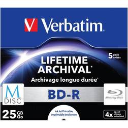 Verbatim M-Disc BD-R 25GB 4x 5-pack Jewelcase Inkjet