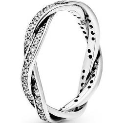 Pandora Sparkling Twisted Lines Ring - Silver/Transparent