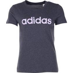 adidas Women Essentials Linear T-shirt - Dark Gray Heather/Purple Tint