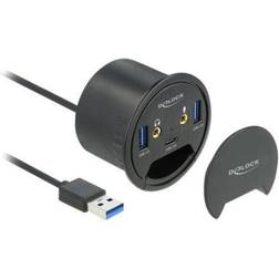 DeLock USB A-2x3.5mm/2USB A/USB C M-F Adapter