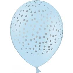 PartyDeco Latex Ballons Dots Pastel Baby Blue/Silver 6-pack