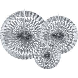 PartyDeco set of 3 metallic rosettes, Silver