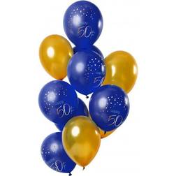Folat Balloon 50th Birthday Pack of 12 Blue Gold Latex Balloon Party Decoration Elegant