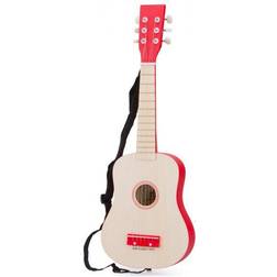 New Classic Toys 10300 Wooden Guitar Toy for Toddlers 3 Boys and Girls Baby Gifts, Kids Musical Instruments for Childrens Three Year Old Inclusive Musicbook, Red, 10341, Deluxe-Naturel
