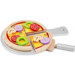 New Classic Toys 10597 Wooden Pretend Play Kids Pizza Set Cooking Simulation Educational Color Perception Toy for Preschool Age Toddlers Boys Girls, Multi-Colour Colour, Large
