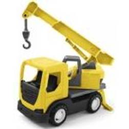 Wader 35367 35367-Tech Truck with Crane, Hook, Swivel Attachment and Sturdy Steel Axles, Approx. 31 x 14.5 x 19 cm, Yellow, from 12 Months, Ideal as a Gift for Creative Play