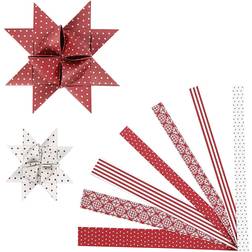 Paper Star Strips, L: 44 78 cm, D: 6,5 11,5 cm, W: 15 25 mm, red, white, 60 strips/ 1 pack