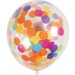 Creotime Balloons with Confetti, round, D: 23 cm, transparent, 4 pc/ 1 pack