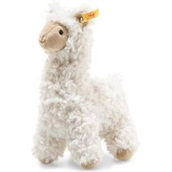 Steiff 69444 Original Lama Soft Leandro Toy Approx. 14 cm, Branded Plush Button in Ear, Cuddly Friend for Babies from Birth on, Cream