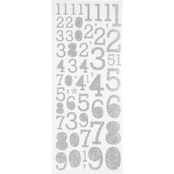 Focus Glitter Stickers, numbers, 10x24 cm, silver, 2 sheet/ 1 pack