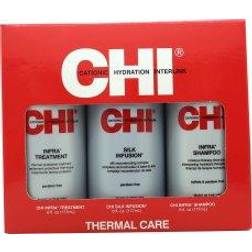 CHI Infra Trio Gift Set 177Ml Infra Shampoo 177Ml Infra Treatment 177Ml Silk Infusion