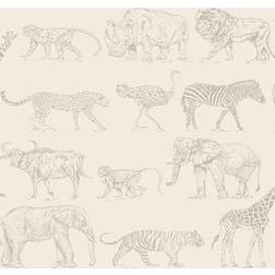 Boutique Cream Animal Safari Wallpaper
