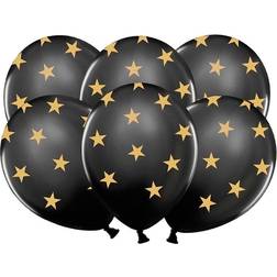 PartyDeco Ballonger Svarta med Stjärnor 50-pack