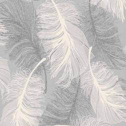 Crown Coloroll Coloroll Feathers Dappled Grey Glitter Wallpaper