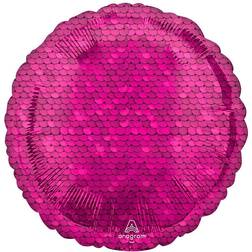 Amscan 4219801 4219801-Pink Sequins Round Foil Balloon-18, Pink