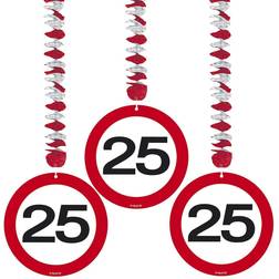 Folat 25th Birthday Traffic Sign Hangers 3 pieces