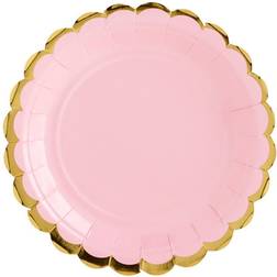 PartyDeco Disposable Plates Light 18cm Pink/Gold 6-pack